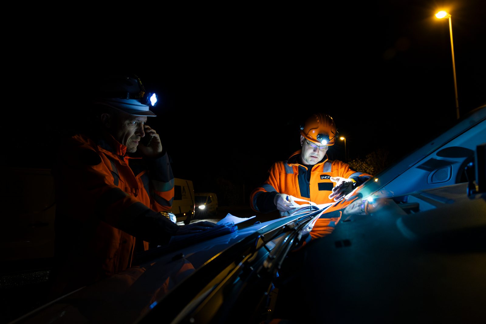 Chantier ARGOS SNCF - photographie de chantier de nuit